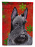 11" x 15 1/2" Polyester Scottish Terrier Red And Green Snowflakes Holiday Christmas Garden Flag 2-Sided 2-Ply