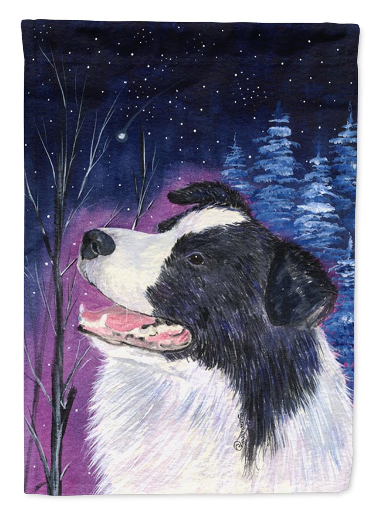 11" x 15 1/2" Polyester Starry Night Border Collie Garden Flag 2-Sided 2-Ply