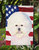 11" x 15 1/2" Polyester USA American Flag With Bichon Frise Garden Flag 2-Sided 2-Ply