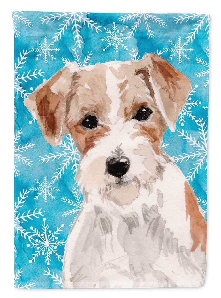 11" x 15 1/2" Polyester Wire Hair Jack Russell Winter Garden Flag 2-Sided 2-Ply