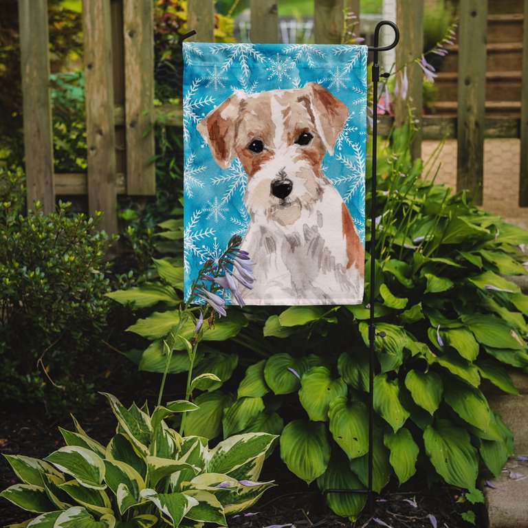 11" x 15 1/2" Polyester Wire Hair Jack Russell Winter Garden Flag 2-Sided 2-Ply