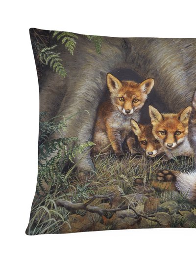 Caroline's Treasures 12 in x 16 in  Outdoor Throw Pillow A Family of Foxes at Home Canvas Fabric Decorative Pillow product