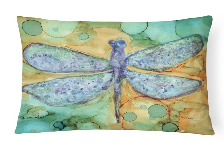 12 in x 16 in  Outdoor Throw Pillow Abstract Dragonfly Canvas Fabric Decorative Pillow