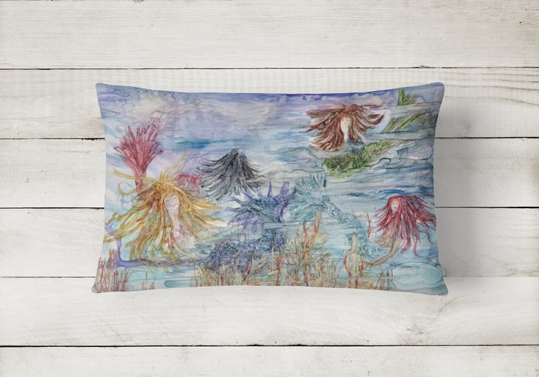 12 in x 16 in  Outdoor Throw Pillow Abstract Mermaid Water Fantasy Canvas Fabric Decorative Pillow