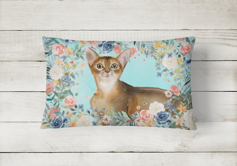 12 in x 16 in  Outdoor Throw Pillow Abyssinian Spring Flowers Canvas Fabric Decorative Pillow