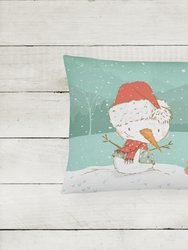 12 in x 16 in  Outdoor Throw Pillow Airedale Terrier Snowman Christmas Canvas Fabric Decorative Pillow