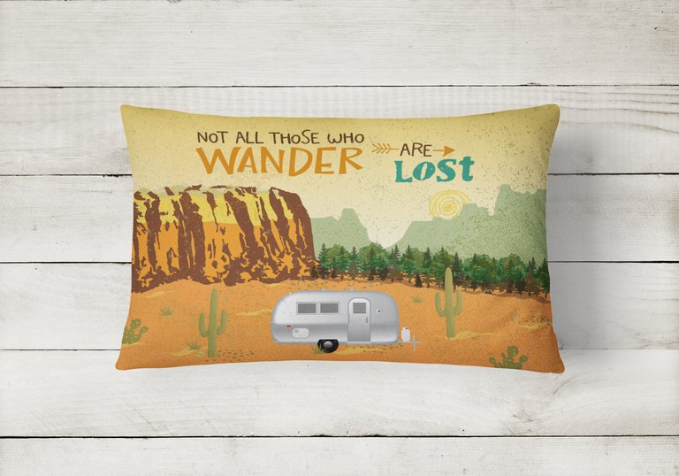 12 in x 16 in  Outdoor Throw Pillow Airstream Camper Camping Wander Canvas Fabric Decorative Pillow