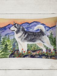 12 in x 16 in  Outdoor Throw Pillow Alaskan Malamute Canvas Fabric Decorative Pillow