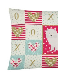 12 in x 16 in  Outdoor Throw Pillow American Eskimo Love Canvas Fabric Decorative Pillow