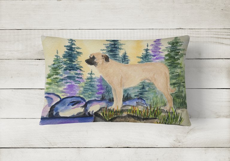 12 in x 16 in  Outdoor Throw Pillow Anatolian Shepherd Canvas Fabric Decorative Pillow