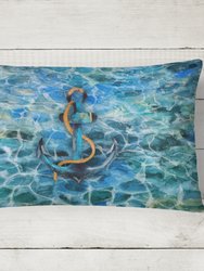 12 in x 16 in  Outdoor Throw Pillow Anchor and Rope Canvas Fabric Decorative Pillow