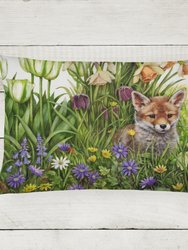 12 in x 16 in  Outdoor Throw Pillow April Fox by Debbie Cook Canvas Fabric Decorative Pillow