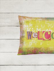 12 in x 16 in  Outdoor Throw Pillow Artsy Welcome Canvas Fabric Decorative Pillow