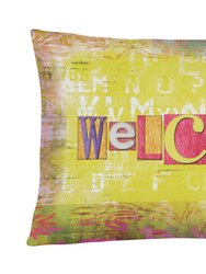12 in x 16 in  Outdoor Throw Pillow Artsy Welcome Canvas Fabric Decorative Pillow