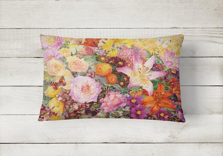 12 in x 16 in  Outdoor Throw Pillow Autumn Floral by Anne Searle Canvas Fabric Decorative Pillow