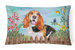 12 in x 16 in  Outdoor Throw Pillow Basset Hound Spring Canvas Fabric Decorative Pillow