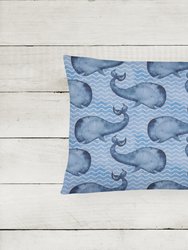 12 in x 16 in  Outdoor Throw Pillow Beach Watercolor Whales Canvas Fabric Decorative Pillow