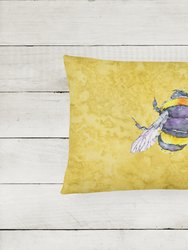 12 in x 16 in  Outdoor Throw Pillow Bee on Yellow Canvas Fabric Decorative Pillow