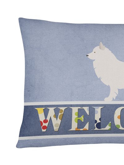 Caroline's Treasures 12 in x 16 in  Outdoor Throw Pillow Berger Blanc Suisse Welcome Canvas Fabric Decorative Pillow product