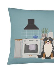 12 in x 16 in  Outdoor Throw Pillow Bernese Mountain Dog Kitchen Scene Canvas Fabric Decorative Pillow