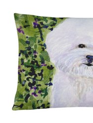 12 in x 16 in  Outdoor Throw Pillow Bichon Frise Canvas Fabric Decorative Pillow