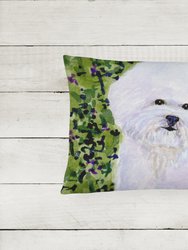 12 in x 16 in  Outdoor Throw Pillow Bichon Frise Canvas Fabric Decorative Pillow