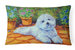 12 in x 16 in  Outdoor Throw Pillow Bichon Frise on the patio Canvas Fabric Decorative Pillow