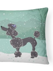 12 in x 16 in  Outdoor Throw Pillow Black Poodle Snowman Christmas Canvas Fabric Decorative Pillow
