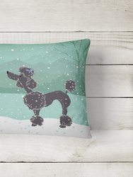 12 in x 16 in  Outdoor Throw Pillow Black Poodle Snowman Christmas Canvas Fabric Decorative Pillow