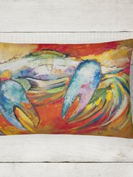 12 in x 16 in  Outdoor Throw Pillow Blue Crab Canvas Fabric Decorative Pillow