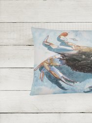 12 in x 16 in  Outdoor Throw Pillow Blue Crab Canvas Fabric Decorative Pillow