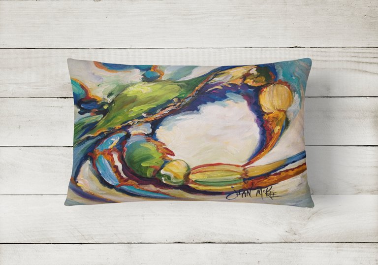 12 in x 16 in  Outdoor Throw Pillow Blue Crab Canvas Fabric Decorative Pillow