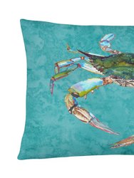 12 in x 16 in  Outdoor Throw Pillow Blue Crab on Teal Canvas Fabric Decorative Pillow