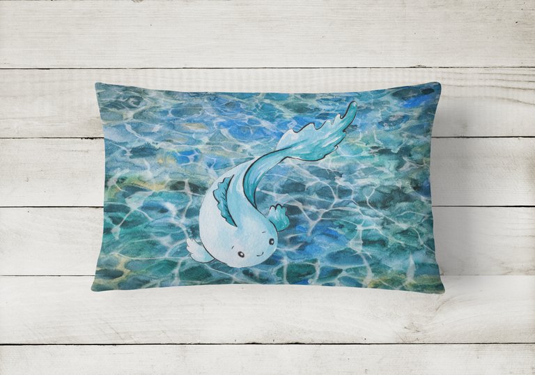 12 in x 16 in  Outdoor Throw Pillow Blue Fish Canvas Fabric Decorative Pillow