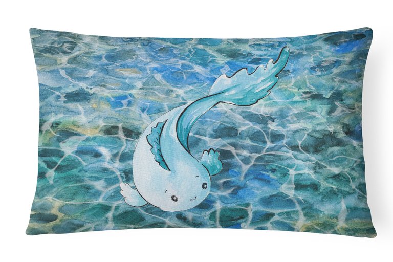 12 in x 16 in  Outdoor Throw Pillow Blue Fish Canvas Fabric Decorative Pillow