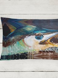 12 in x 16 in  Outdoor Throw Pillow Blue Marlin Canvas Fabric Decorative Pillow