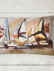 12 in x 16 in  Outdoor Throw Pillow Boat Binge Sailboats Canvas Fabric Decorative Pillow