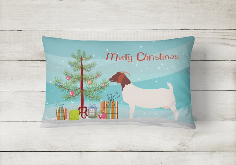 12 in x 16 in  Outdoor Throw Pillow Boer Goat Christmas Canvas Fabric Decorative Pillow