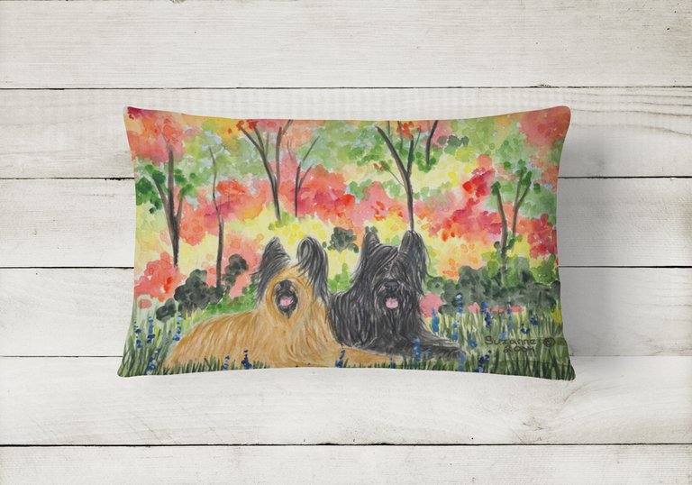 12 in x 16 in  Outdoor Throw Pillow Briard Canvas Fabric Decorative Pillow