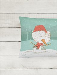 12 in x 16 in  Outdoor Throw Pillow Brindle Greyhound Snowman Christmas Canvas Fabric Decorative Pillow