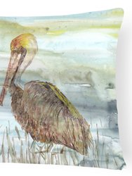 12 in x 16 in  Outdoor Throw Pillow Brown Pelican Watercolor Canvas Fabric Decorative Pillow