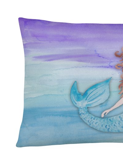Caroline's Treasures 12 in x 16 in  Outdoor Throw Pillow Brunette Mermaid Watercolor Canvas Fabric Decorative Pillow product
