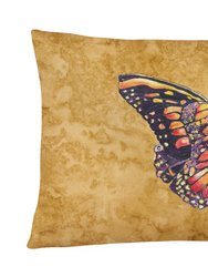 12 in x 16 in  Outdoor Throw Pillow Butterfly on Gold Canvas Fabric Decorative Pillow