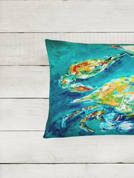 12 in x 16 in  Outdoor Throw Pillow By Chance Crab in Aqua blue Canvas Fabric Decorative Pillow