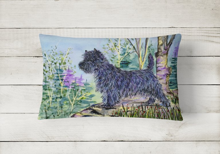 12 in x 16 in  Outdoor Throw Pillow Cairn Terrier Canvas Fabric Decorative Pillow