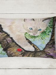 12 in x 16 in  Outdoor Throw Pillow Cat - Birman Canvas Fabric Decorative Pillow