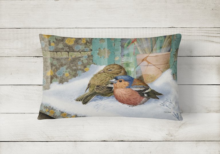 12 in x 16 in  Outdoor Throw Pillow Chaffinches Canvas Fabric Decorative Pillow