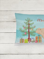 12 in x 16 in  Outdoor Throw Pillow Charolais Cow Christmas Canvas Fabric Decorative Pillow