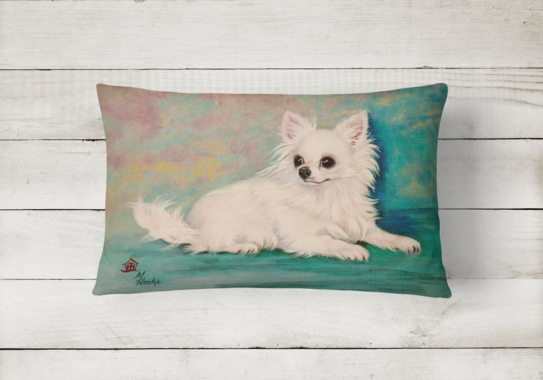 12 in x 16 in  Outdoor Throw Pillow Chihuahua Queen Mother Canvas Fabric Decorative Pillow