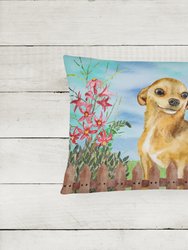 12 in x 16 in  Outdoor Throw Pillow Chihuahua Spring Canvas Fabric Decorative Pillow